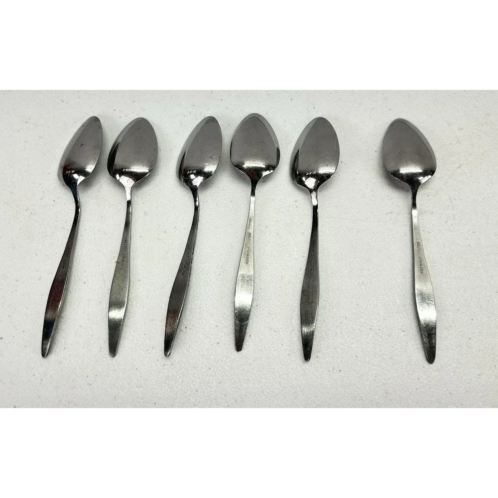 Vintage Towle TWS318 SSC Stainless Japan Teaspoons Set of 6 MCM 6 1/4